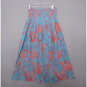 Holly Shae Design Betsy Skirt Dress Small Medium Blue Orange Coral Smocked‎ Boho